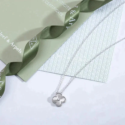 [Super Jewellery]CLOVER  15MM DIAMOND LASER NECKLACE SILVER
