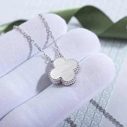 [Super Jewellery]CLOVER  15MM DIAMOND LASER NECKLACE SILVER