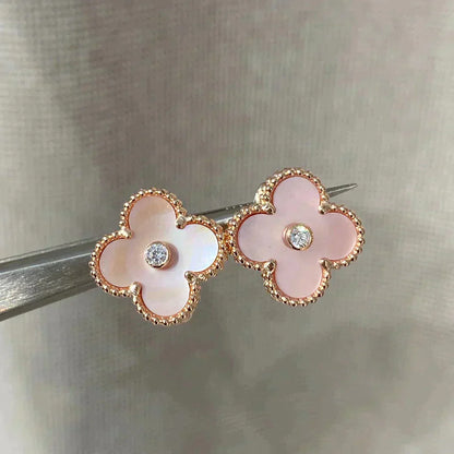 [Super Jewellery]CLOVER MEDIUM 1 MOTIFS  PINK MOP DIAMOND EARRINGS