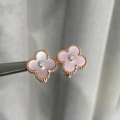 [Super Jewellery]CLOVER MEDIUM 1 MOTIFS  PINK MOP DIAMOND EARRINGS