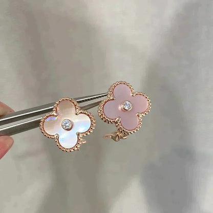 [Super Jewellery]CLOVER MEDIUM 1 MOTIFS  PINK MOP DIAMOND EARRINGS