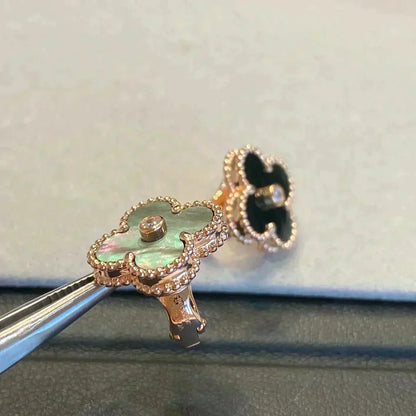 [Super Jewellery]CLOVER MEDIUM 1 MOTIFS GRAY MOP  DIAMOND EARRINGS