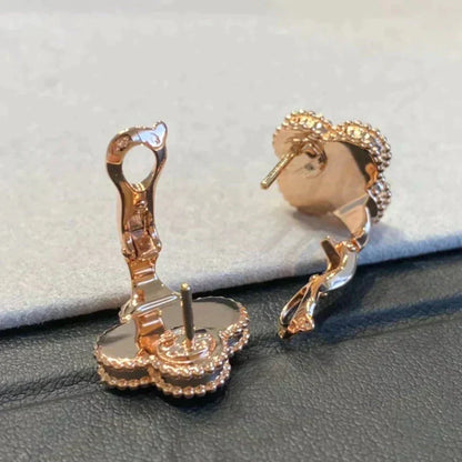 [Super Jewellery]CLOVER MEDIUM 1 MOTIFS GRAY MOP  DIAMOND EARRINGS