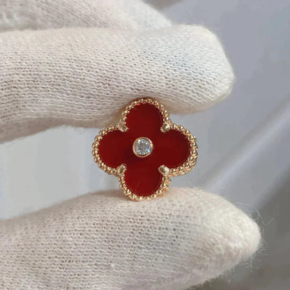 [Super Jewellery]CLOVER MEDIUM 1 MOTIFS CARNELIAN  DIAMOND earrings
