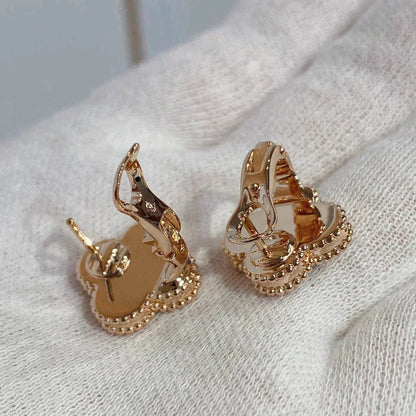 [Super Jewellery]CLOVER MEDIUM 1 MOTIFS CARNELIAN  DIAMOND earrings