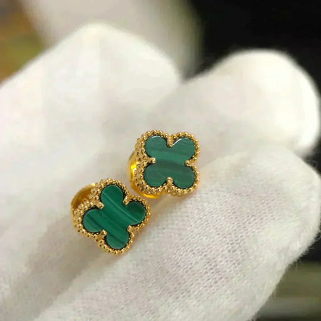 [Super Jewellery]CLOVER MINI 9.5MM MALACHITE  EARRINGS