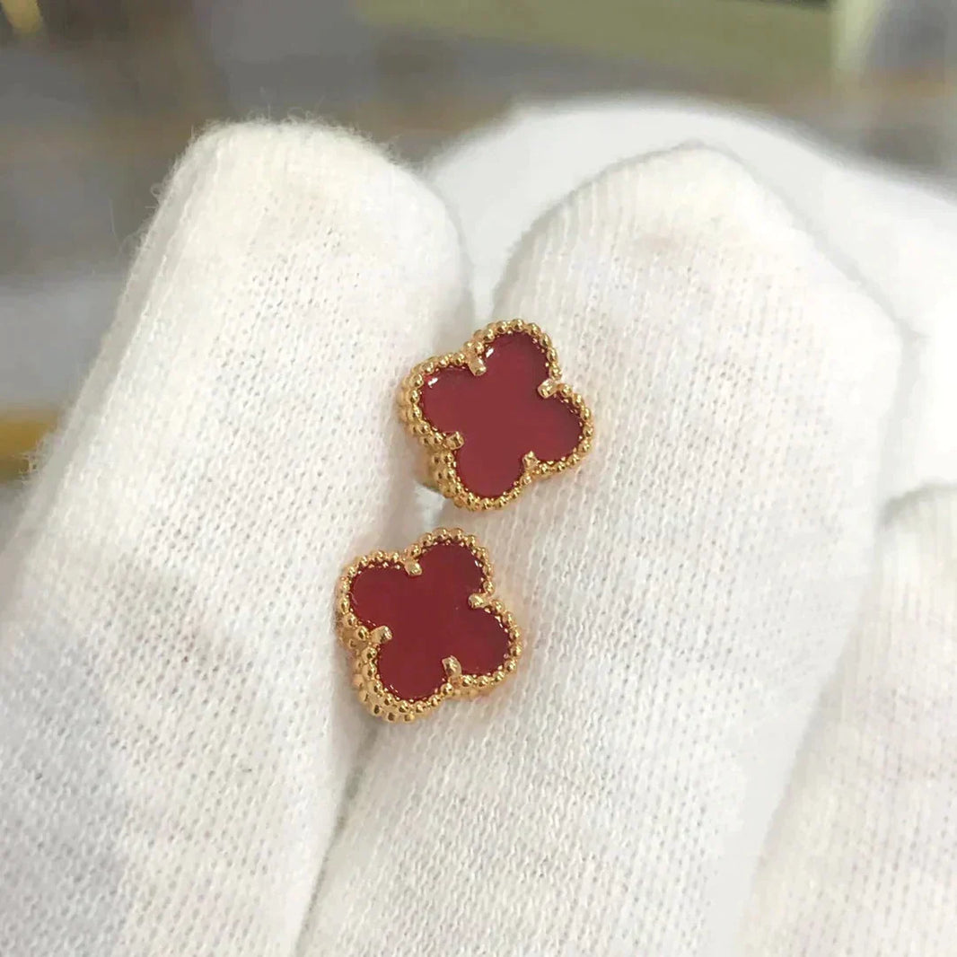 [Super Jewellery]CLOVER MINI 9.5MM CARNELIAN EARRINGS