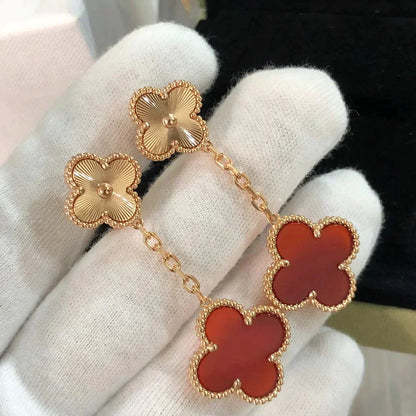 [Super Jewellery]CLOVER 2 MOTIF  LASER CARNELIAN EARRINGS