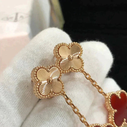 [Super Jewellery]CLOVER 2 MOTIF  LASER CARNELIAN EARRINGS