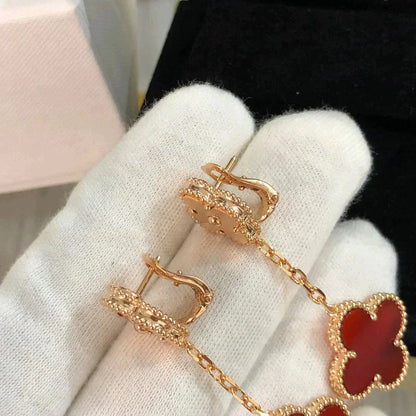 [Super Jewellery]CLOVER 2 MOTIF  LASER CARNELIAN EARRINGS