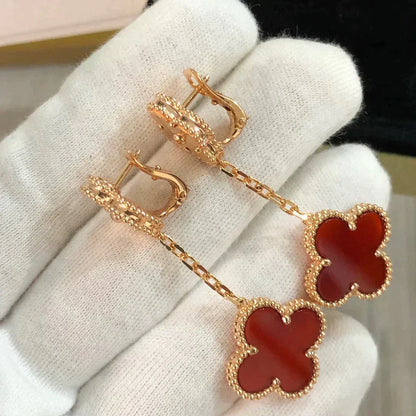 [Super Jewellery]CLOVER 2 MOTIF  LASER CARNELIAN EARRINGS