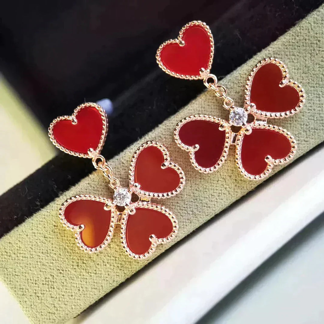 [Super Jewellery]SWEET CLOVER CARNELIAN EARRINGS