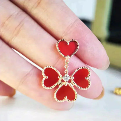 [Super Jewellery]SWEET CLOVER CARNELIAN EARRINGS