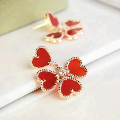 [Super Jewellery]SWEET CLOVER CARNELIAN EARRINGS