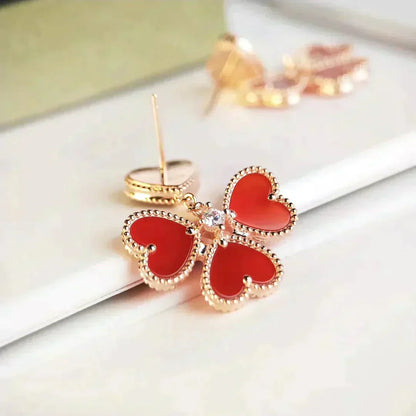 [Super Jewellery]SWEET CLOVER CARNELIAN EARRINGS