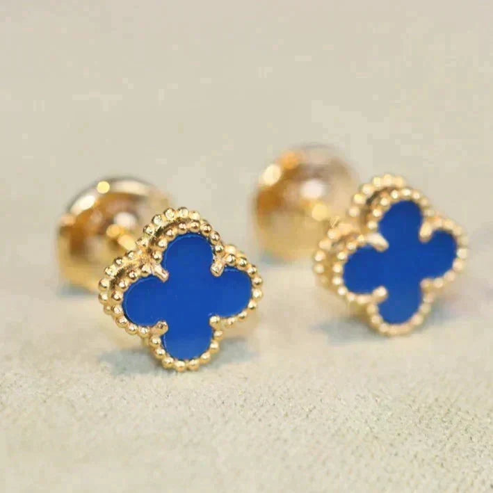 [Super CiCi ]CLOVER MINI 9,5MM OHRRINGE AUS BLAUEM ACHAT