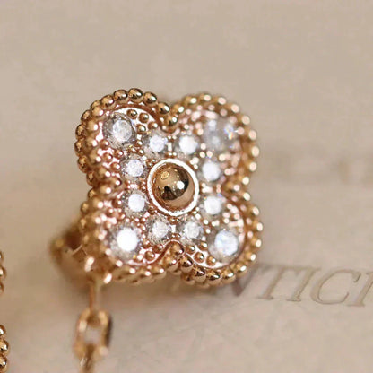 [Super Jewellery]CLOVER MEDIUM 1 MOTIFS FUll DIAMOND EARRINGS