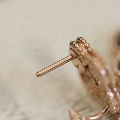 [Super Jewellery]CLOVER MEDIUM 1 MOTIFS FUll DIAMOND EARRINGS