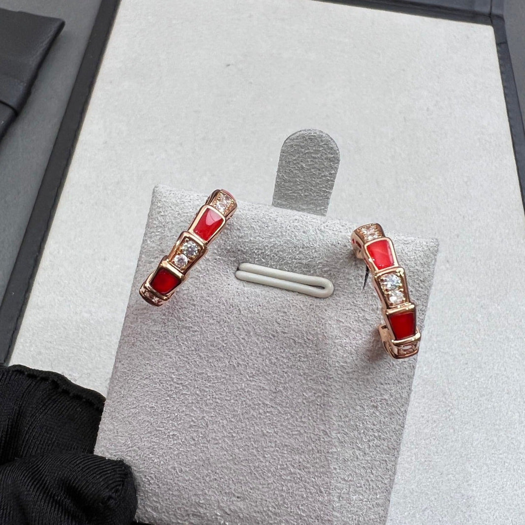 [Super]SERPENTI CARNELIAN PINK GOLD EARRINGS