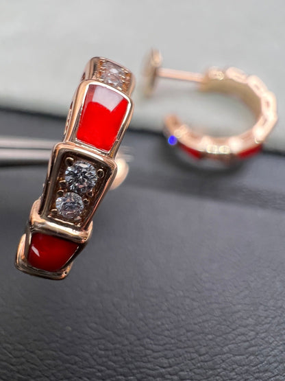 [Super]SERPENTI CARNELIAN PINK GOLD EARRINGS