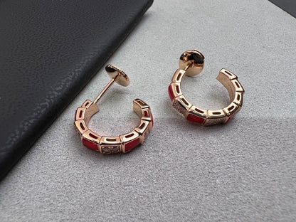 [Super]SERPENTI CARNELIAN PINK GOLD EARRINGS
