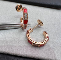 [Super]SERPENTI CARNELIAN PINK GOLD EARRINGS