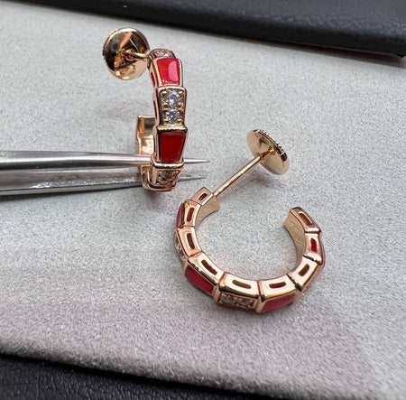 [Super]SERPENTI CARNELIAN PINK GOLD EARRINGS