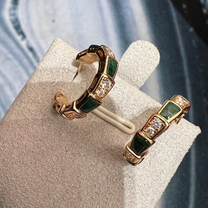 [Super]SERPENTI MALACHITE PINK GOLD EARRINGS