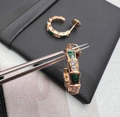 [Super]SERPENTI MALACHITE PINK GOLD EARRINGS