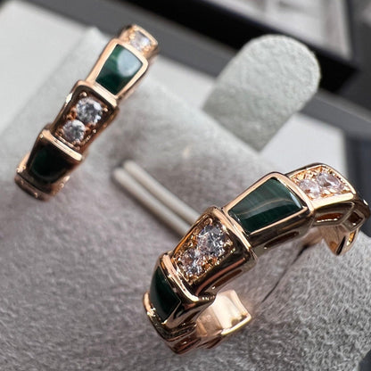 [Super]SERPENTI MALACHITE PINK GOLD EARRINGS