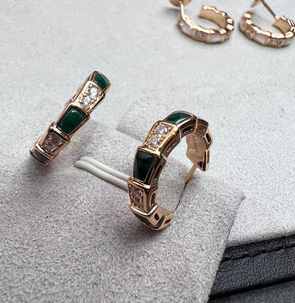 [Super]SERPENTI MALACHITE PINK GOLD EARRINGS