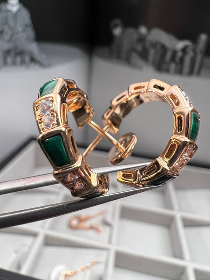 [Super]SERPENTI MALACHITE PINK GOLD EARRINGS