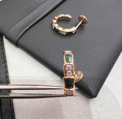 [Super]SERPENTI MALACHITE PINK GOLD EARRINGS