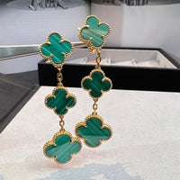 [Super Jewellery]CLOVER MALACHITE 3 MOTIFS GOLD