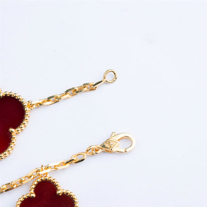 [Super Jewellery]CLOVER BRACELET 5 MOTIFS CARNELIAN TIGER EYE