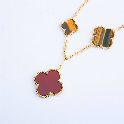 [Super Jewellery]CLOVER BRACELET 5 MOTIFS CARNELIAN TIGER EYE