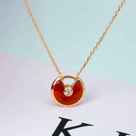 [Super Jewellery]AMULETTE GOLD CARNELIAN ONYX NECKLACE