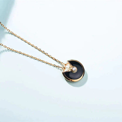 [Super Jewellery]AMULETTE GOLD CARNELIAN ONYX NECKLACE