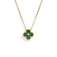 [Super Jewellery]CLOVER 15MM DIAMOND TURQUOISE NECKLACE