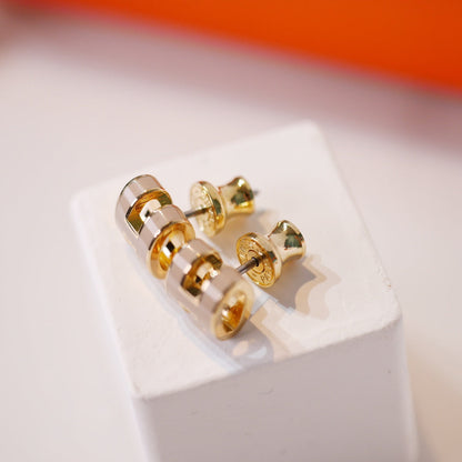 [Super Jewellery]MINI POP H GOLD EARRINGS GREY