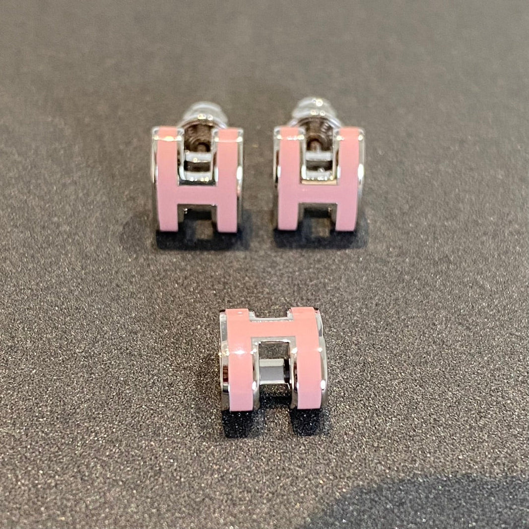 [Super Jewellery]MINI POP H SILVER EARRINGS PINK
