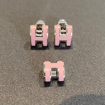 [Super Jewellery]MINI POP H SILVER EARRINGS PINK