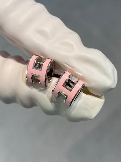 [Super Jewellery]MINI POP H SILVER EARRINGS PINK