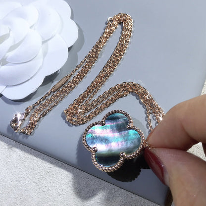 [Super Jewellery]CLOVER 25MM GOLD DARK MOP BIG CLOVER NECKLACE