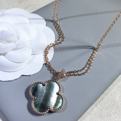[Super Jewellery]CLOVER 25MM GOLD DARK MOP BIG CLOVER NECKLACE