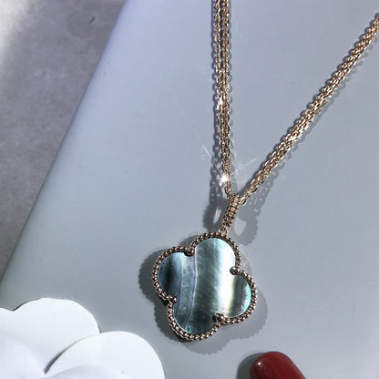 [Super Jewellery]CLOVER 25MM GOLD DARK MOP BIG CLOVER NECKLACE