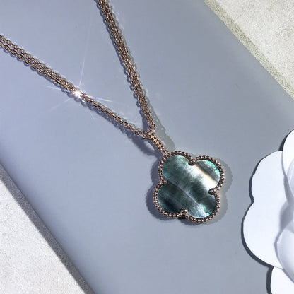[Super Jewellery]CLOVER 25MM GOLD DARK MOP BIG CLOVER NECKLACE