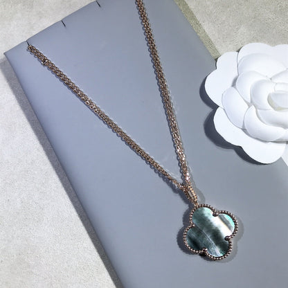 [Super Jewellery]CLOVER 25MM GOLD DARK MOP BIG CLOVER NECKLACE