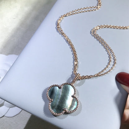 [Super Jewellery]CLOVER 25MM GOLD DARK MOP BIG CLOVER NECKLACE