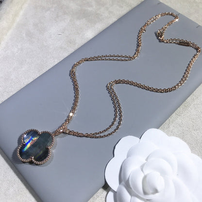 [Super Jewellery]CLOVER 25MM GOLD DARK MOP BIG CLOVER NECKLACE